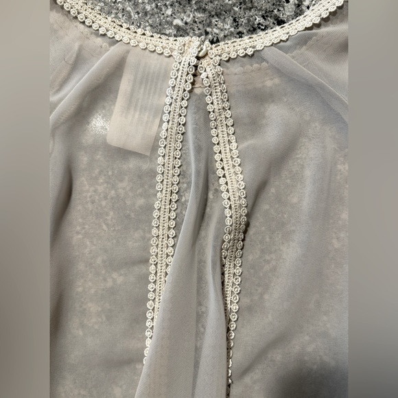 FREE PEOPLE White Sky High Sheer Open Back Top Blouse M - Picture 9 of 15
